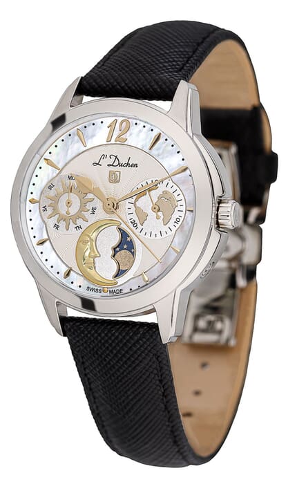 Женские часы L`Duchen Petit Celeste D 857.11.32, механизм кварцевый, циферблат белый, браслет кожа — Изображение 2